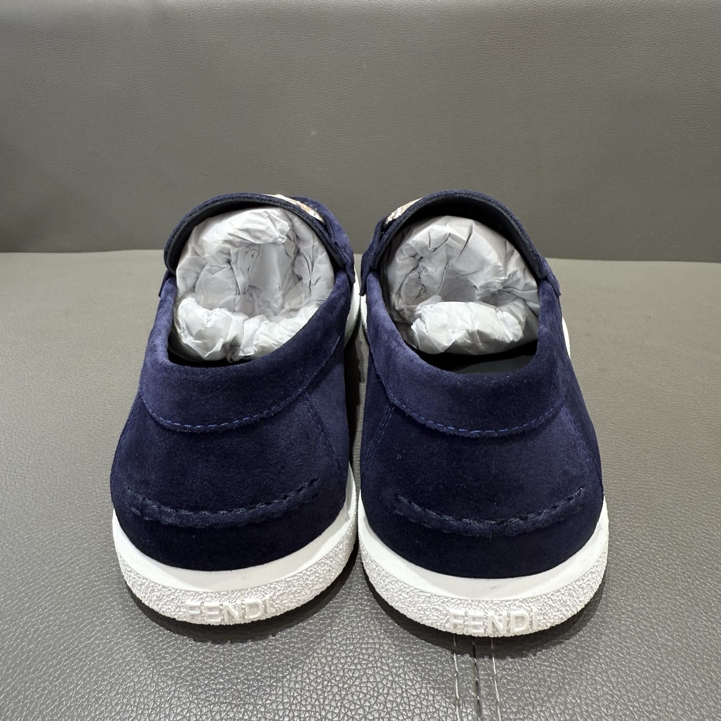 Fendi O"Lock loafers Blue suede loafers for men