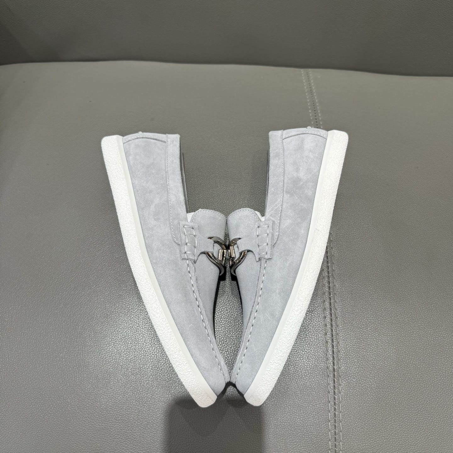 Fendi  O"Lock loafers Grey suede loafers for men