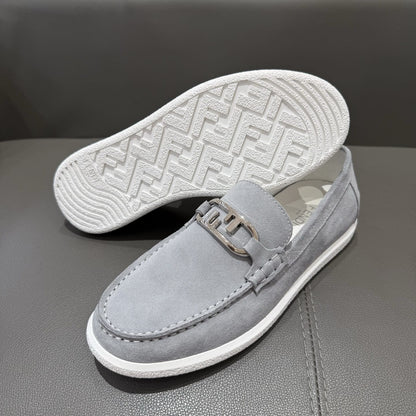 Fendi  O"Lock loafers Grey suede loafers for men