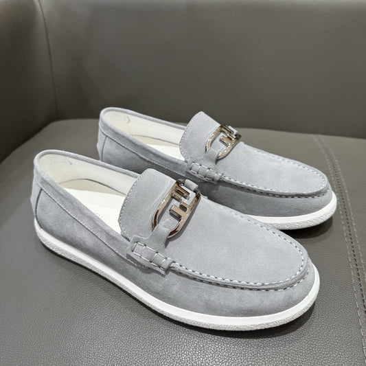 Fendi  O"Lock loafers Grey suede loafers for men