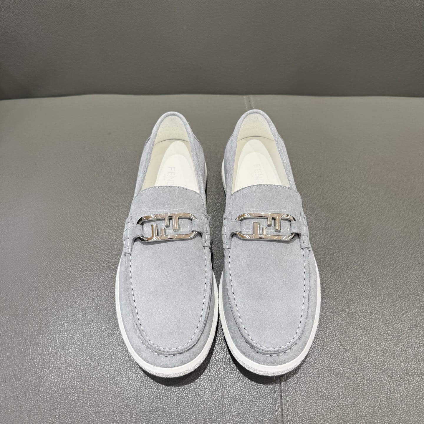 Fendi  O"Lock loafers Grey suede loafers for men