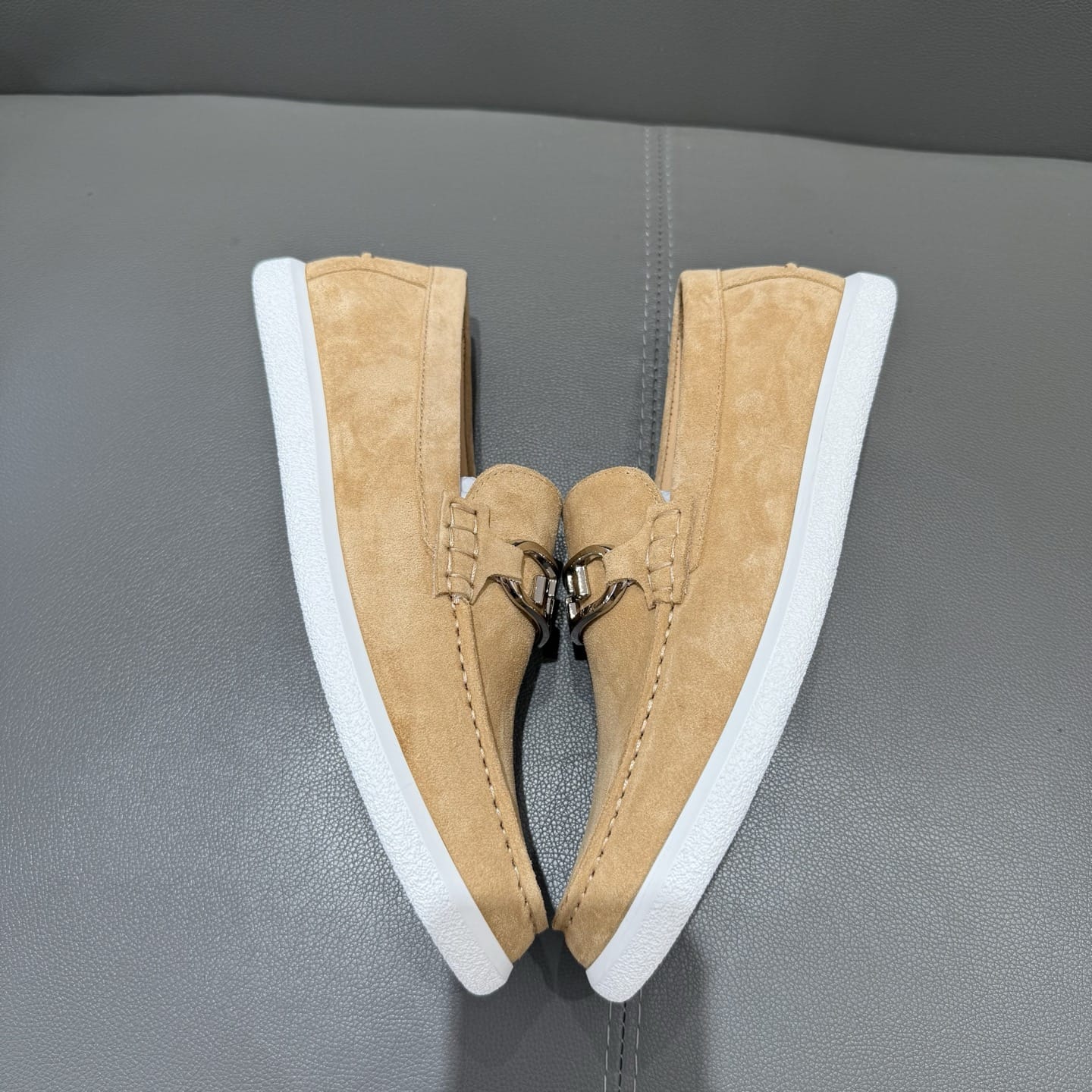 Fendi  O"Lock loafers Beige suede loafers for men