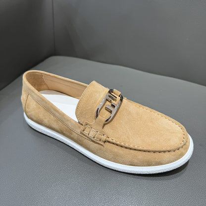 Fendi  O"Lock loafers Beige suede loafers for men
