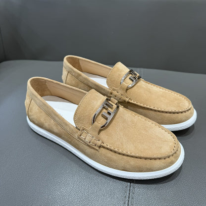 Fendi  O"Lock loafers Beige suede loafers for men