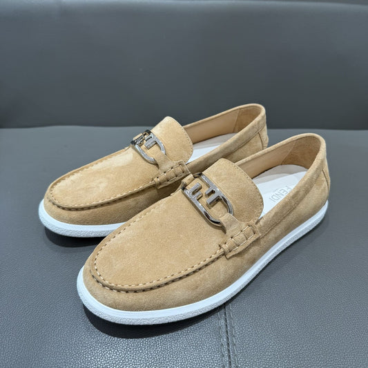 Fendi  O"Lock loafers Beige suede loafers for men