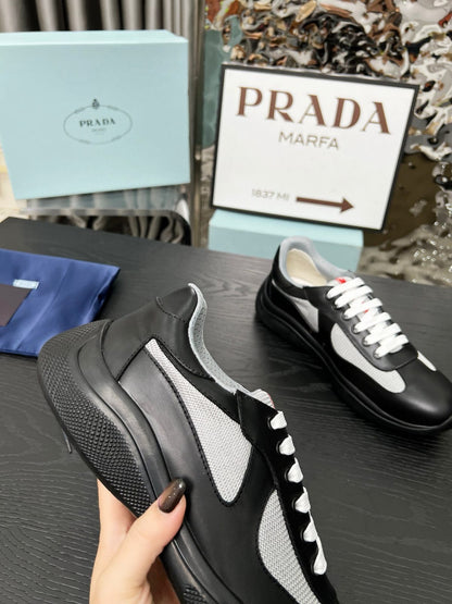 Prada Patent leather and technical fabric Prada America's Cup sneakers for men