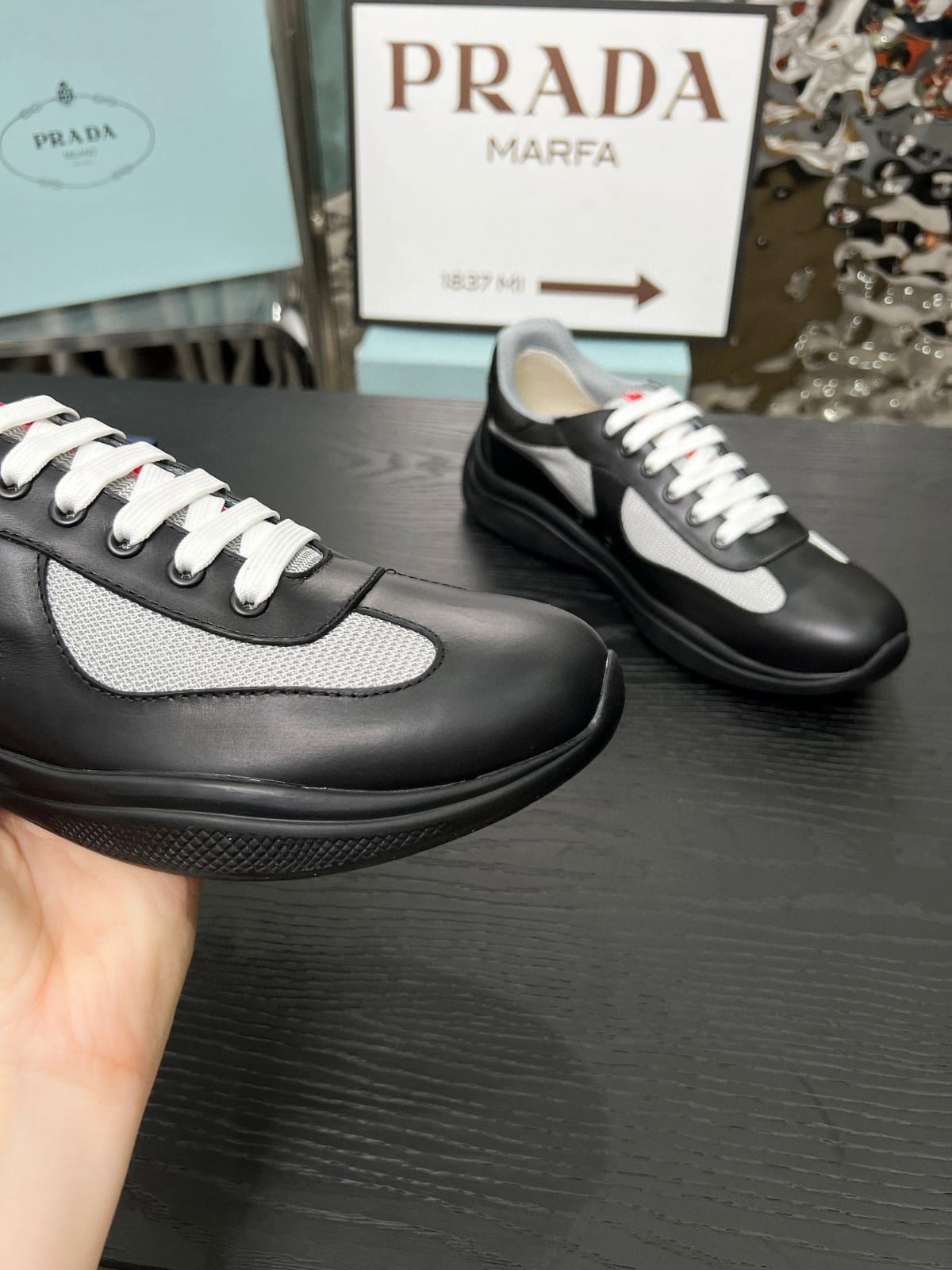 Prada Patent leather and technical fabric Prada America's Cup sneakers for men