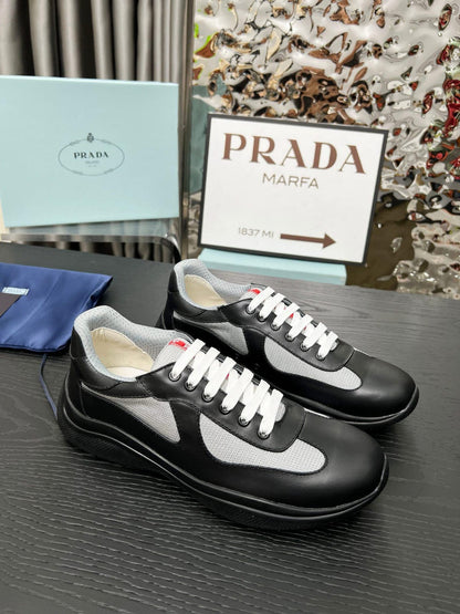 Prada Patent leather and technical fabric Prada America's Cup sneakers for men