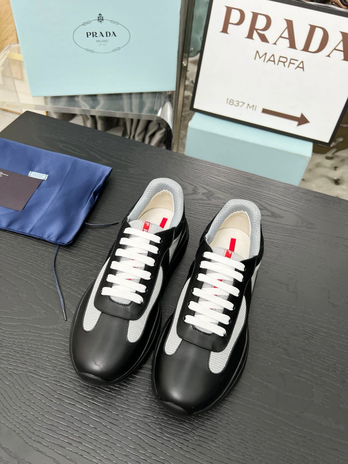 Prada Patent leather and technical fabric Prada America's Cup sneakers for men