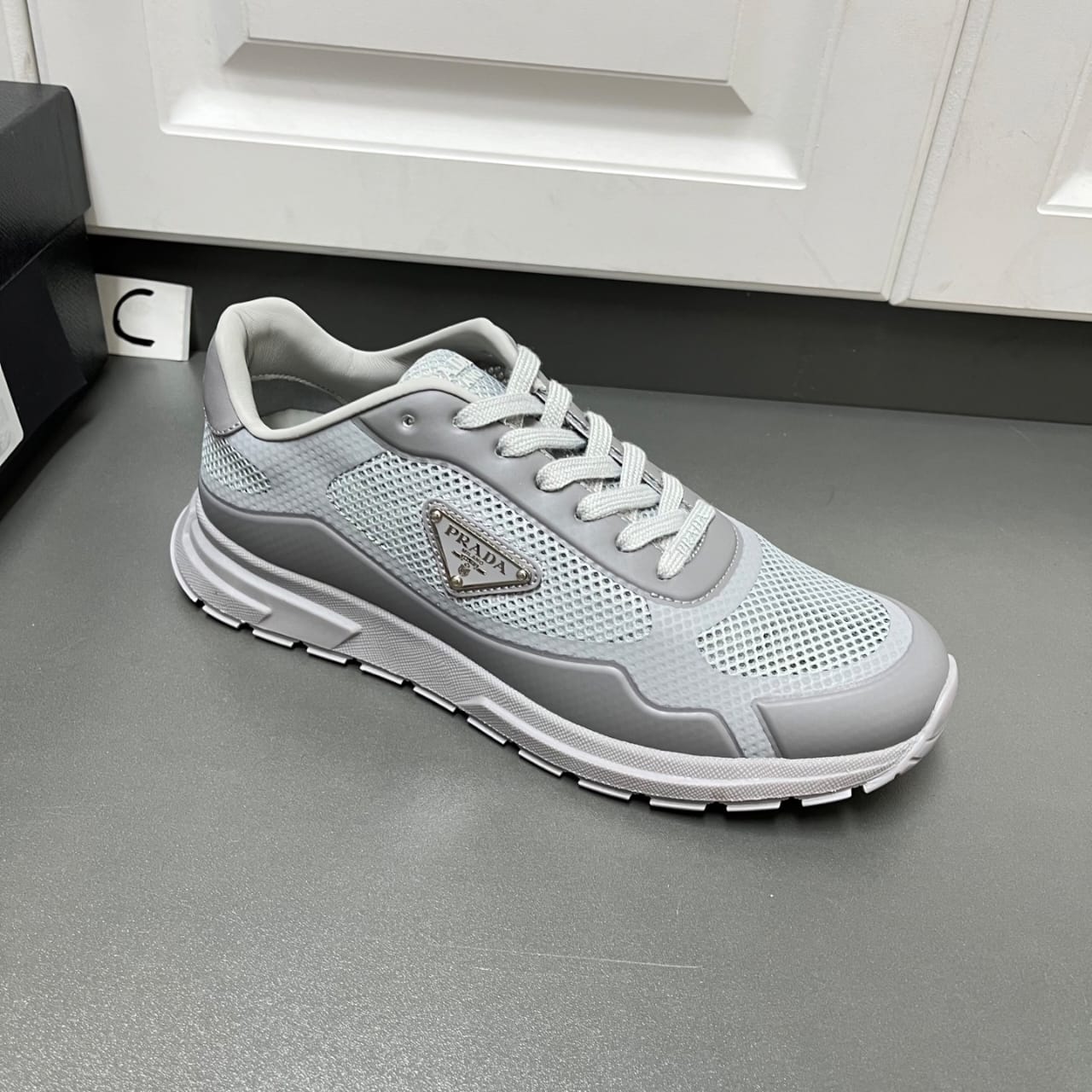 Prada Prax fabric sneakers Greay for men
