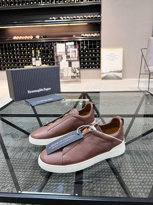 Zegna Brown Triple Stitch™ SECONDSKIN Sneakers for Men