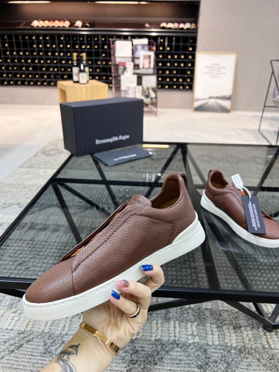 Zegna Brown Triple Stitch™ SECONDSKIN Sneakers for Men