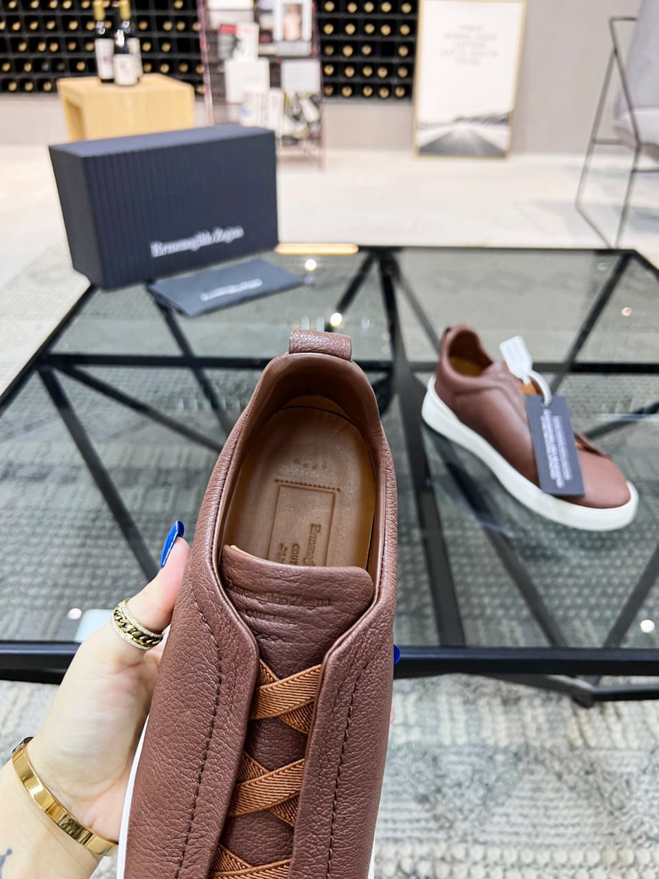 Zegna Brown Triple Stitch™ SECONDSKIN Sneakers for Men