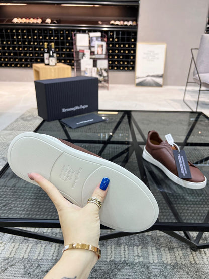 Zegna Brown Triple Stitch™ SECONDSKIN Sneakers for Men