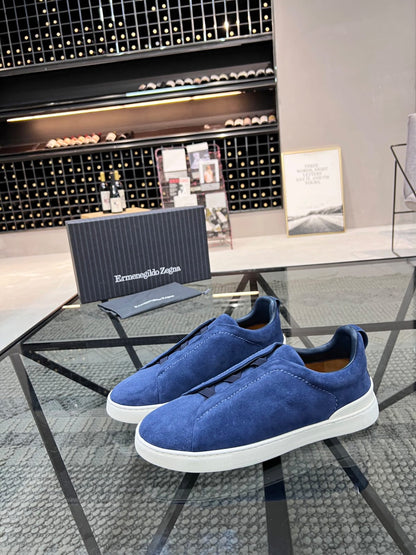 Zegna Utility Blue Suede Triple Stitch™ Sneakers for Men