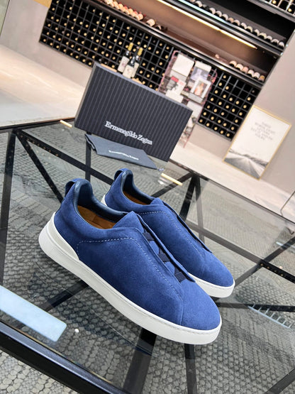 Zegna Utility Blue Suede Triple Stitch™ Sneakers for Men