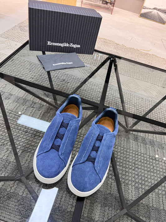Zegna Utility Blue Suede Triple Stitch™ Sneakers for Men
