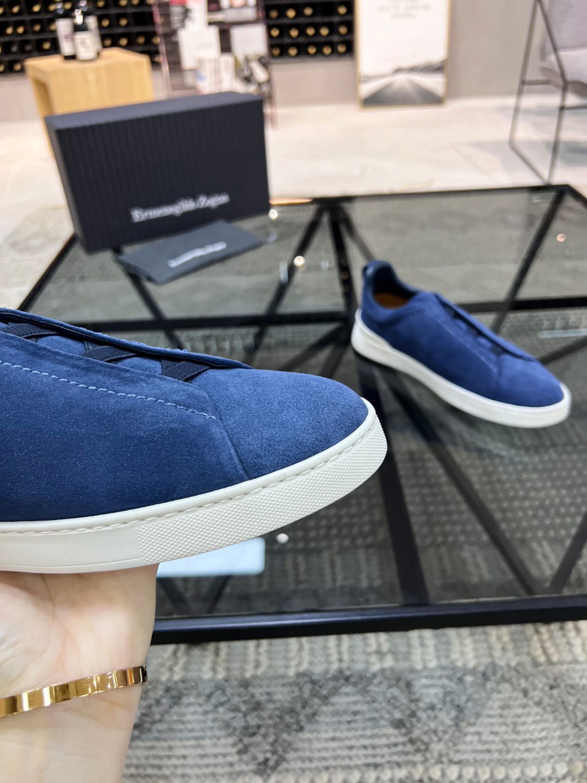 Zegna Utility Blue Suede Triple Stitch™ Sneakers for Men