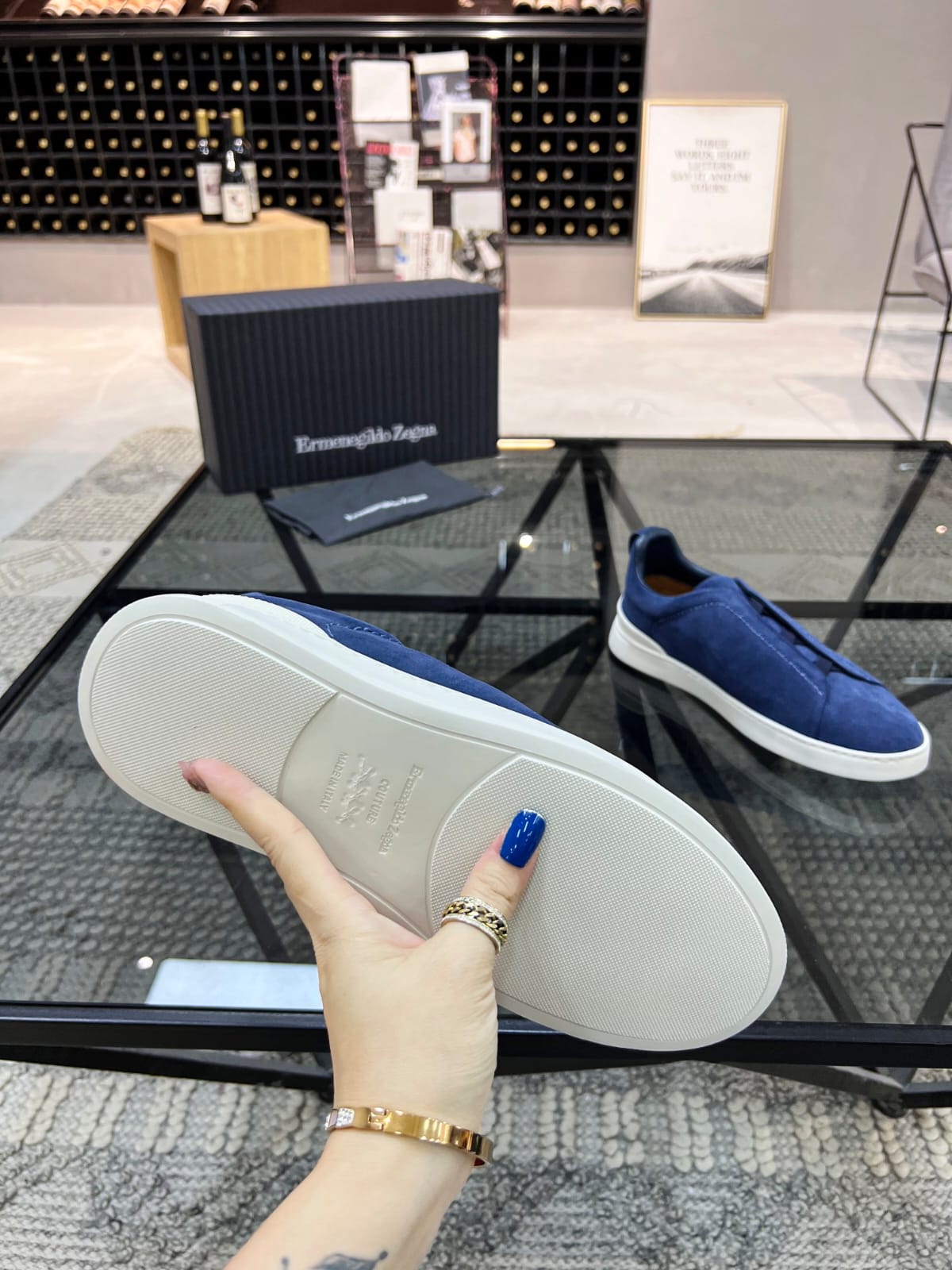 Zegna Utility Blue Suede Triple Stitch™ Sneakers for Men