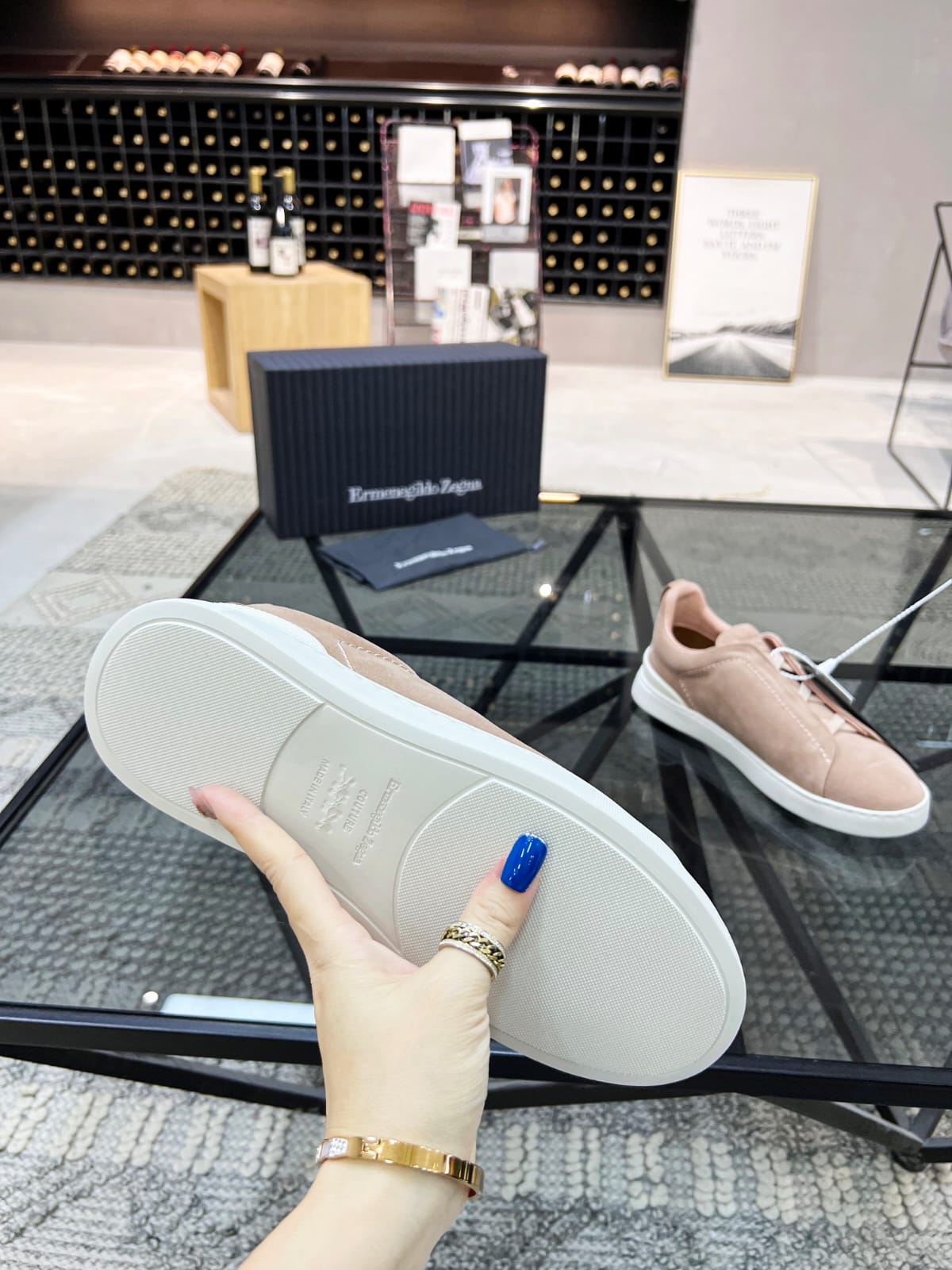 Zegna Beige Suede Triple Stitch™ Sneakers for Men