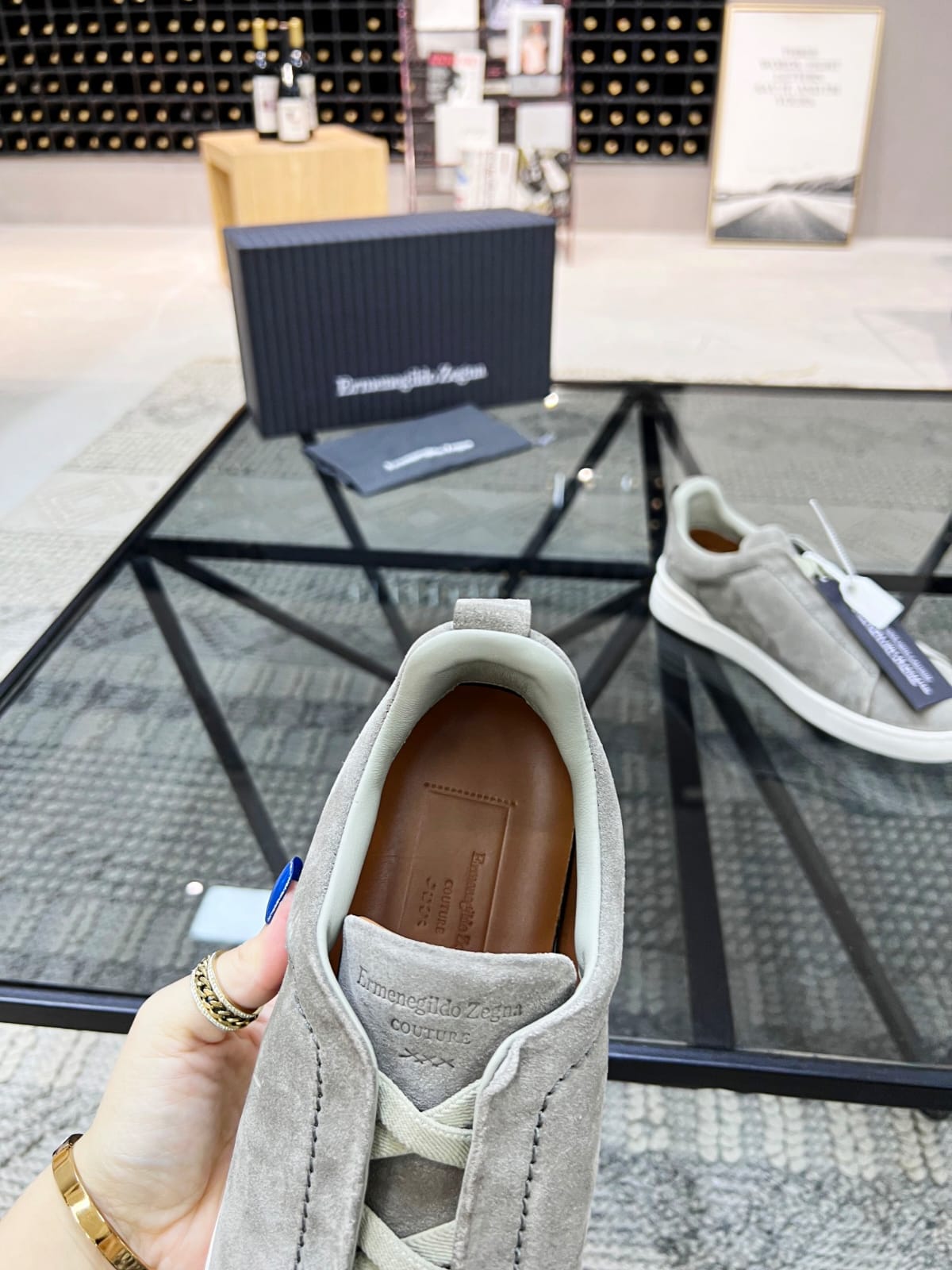 Zegna Grey Mélange Suede Triple Stitch™ Sneakers for Men