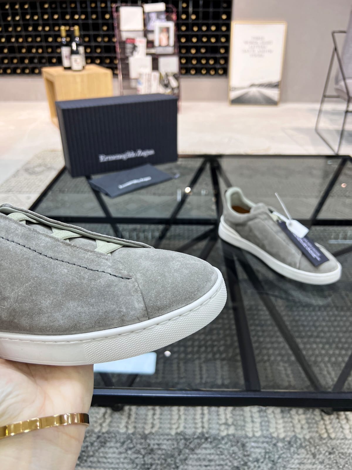 Zegna Grey Mélange Suede Triple Stitch™ Sneakers for Men