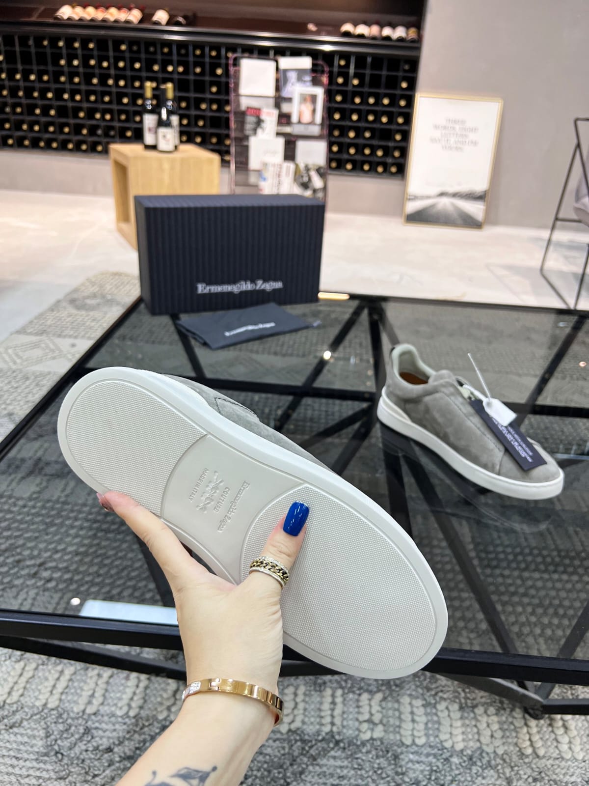 Zegna Grey Mélange Suede Triple Stitch™ Sneakers for Men