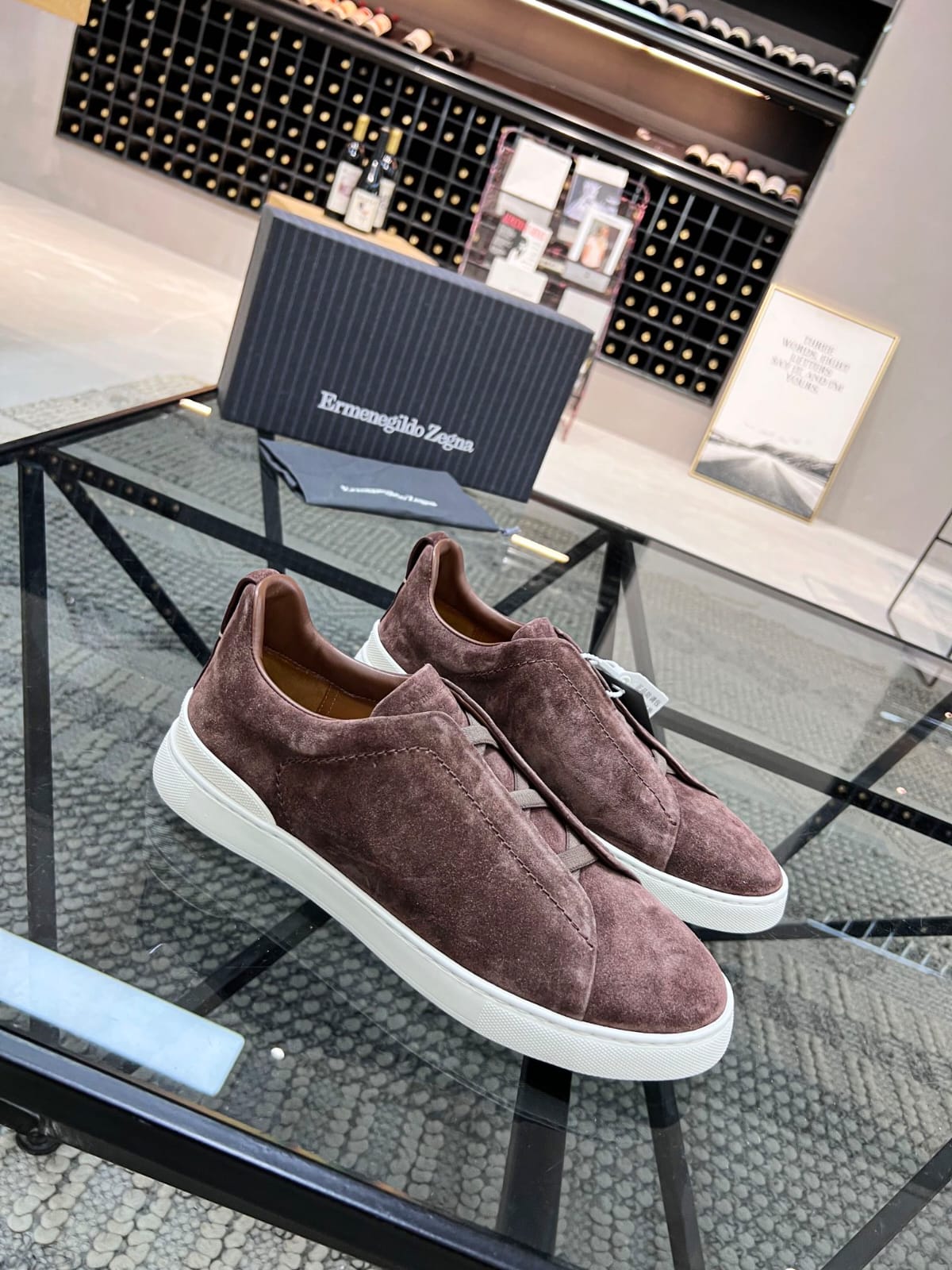Zegna Brown Suede Triple Stitch™ Sneakers for Men