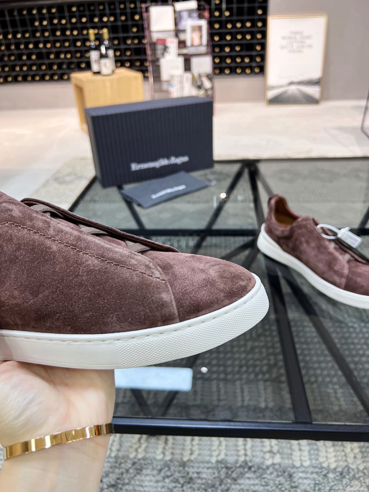 Zegna Brown Suede Triple Stitch™ Sneakers for Men