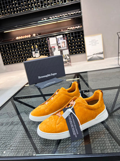 Zegna ochre orange Suede Triple Stitch™ Sneakers for Men