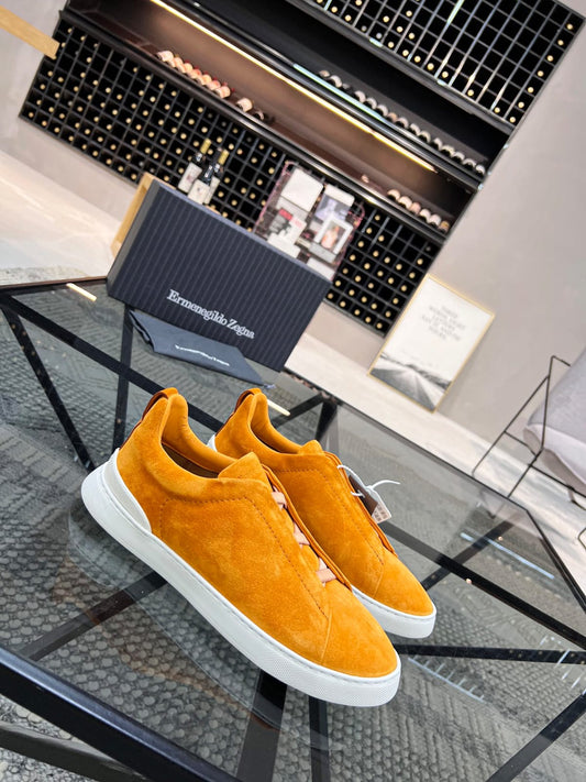 Zegna ochre orange Suede Triple Stitch™ Sneakers for Men