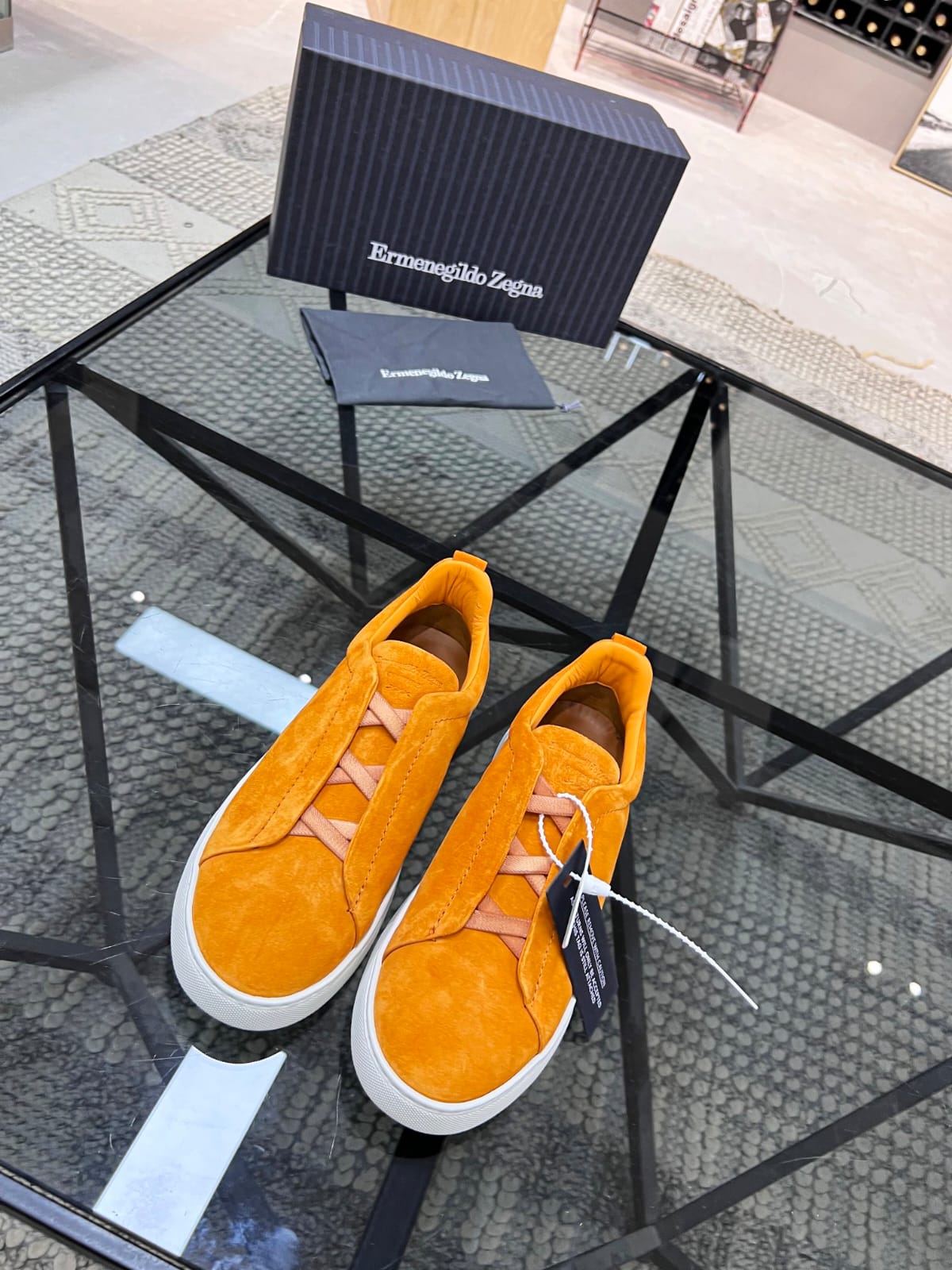 Zegna ochre orange Suede Triple Stitch™ Sneakers for Men