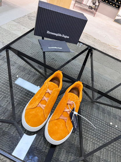 Zegna ochre orange Suede Triple Stitch™ Sneakers for Men