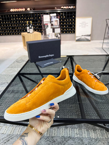 Zegna ochre orange Suede Triple Stitch™ Sneakers for Men
