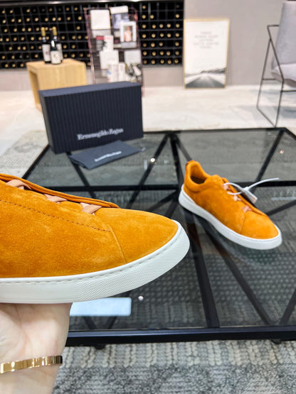 Zegna ochre orange Suede Triple Stitch™ Sneakers for Men
