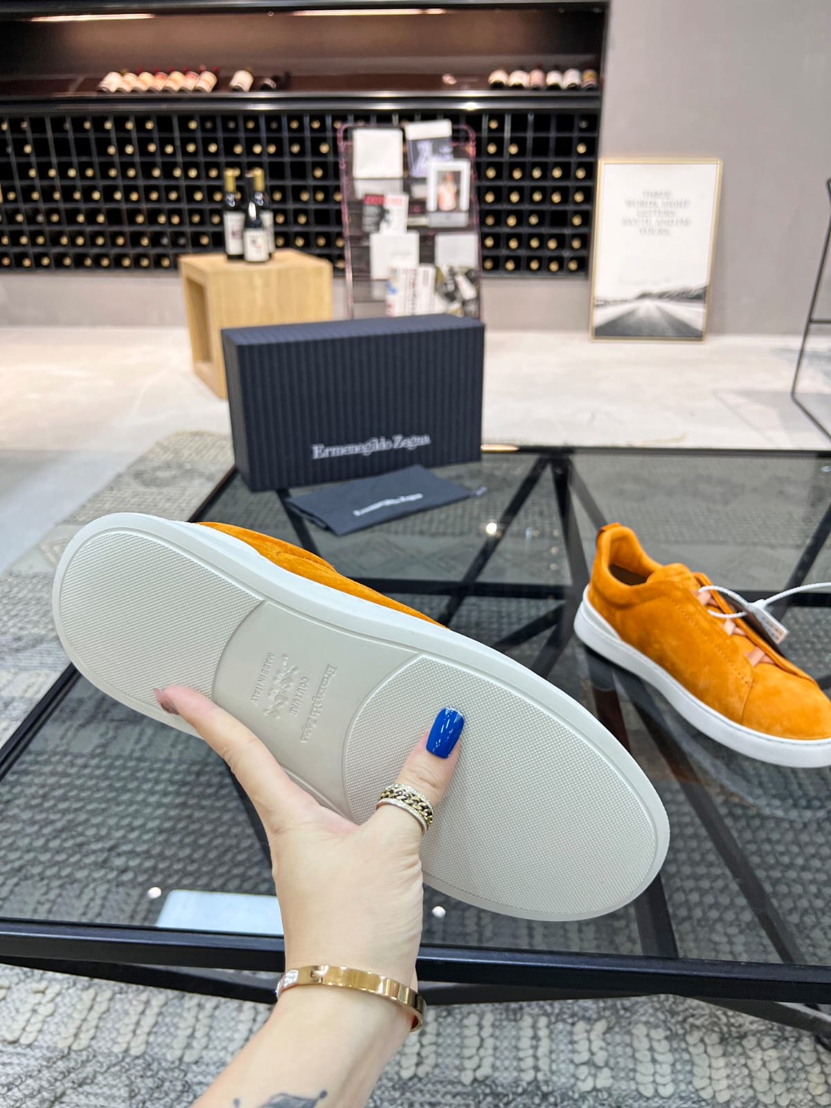 Zegna ochre orange Suede Triple Stitch™ Sneakers for Men