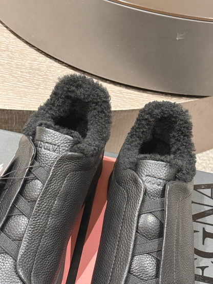 Zegna Black Deerskin Triple Stitch™ Sneakers for Men