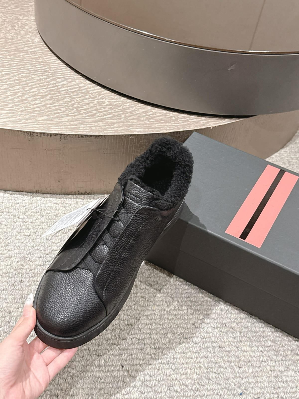 Zegna Black Deerskin Triple Stitch™ Sneakers for Men