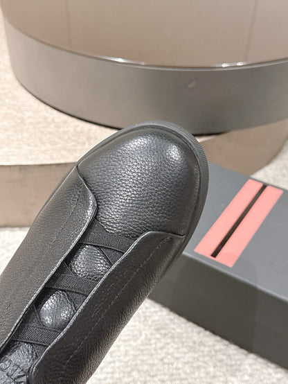 Zegna Black Deerskin Triple Stitch™ Sneakers for Men