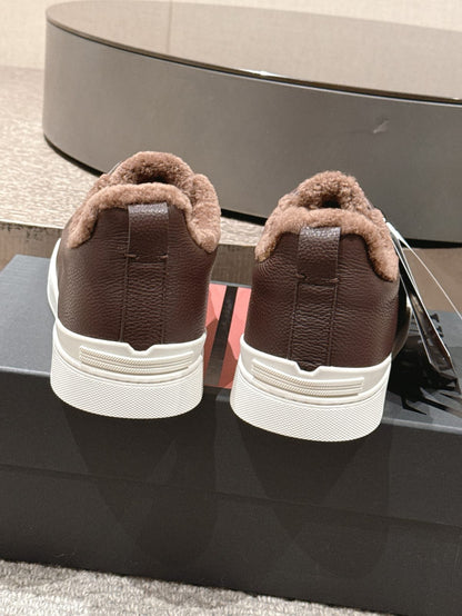 Zegna Brown Deerskin Triple Stitch™ Sneakers for Men