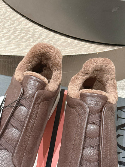 Zegna Brown Deerskin Triple Stitch™ Sneakers for Men