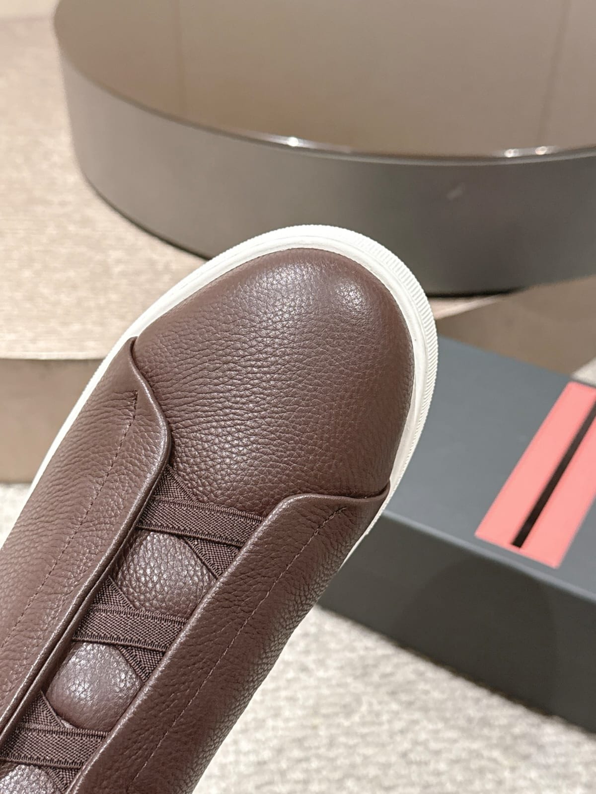 Zegna Brown Deerskin Triple Stitch™ Sneakers for Men