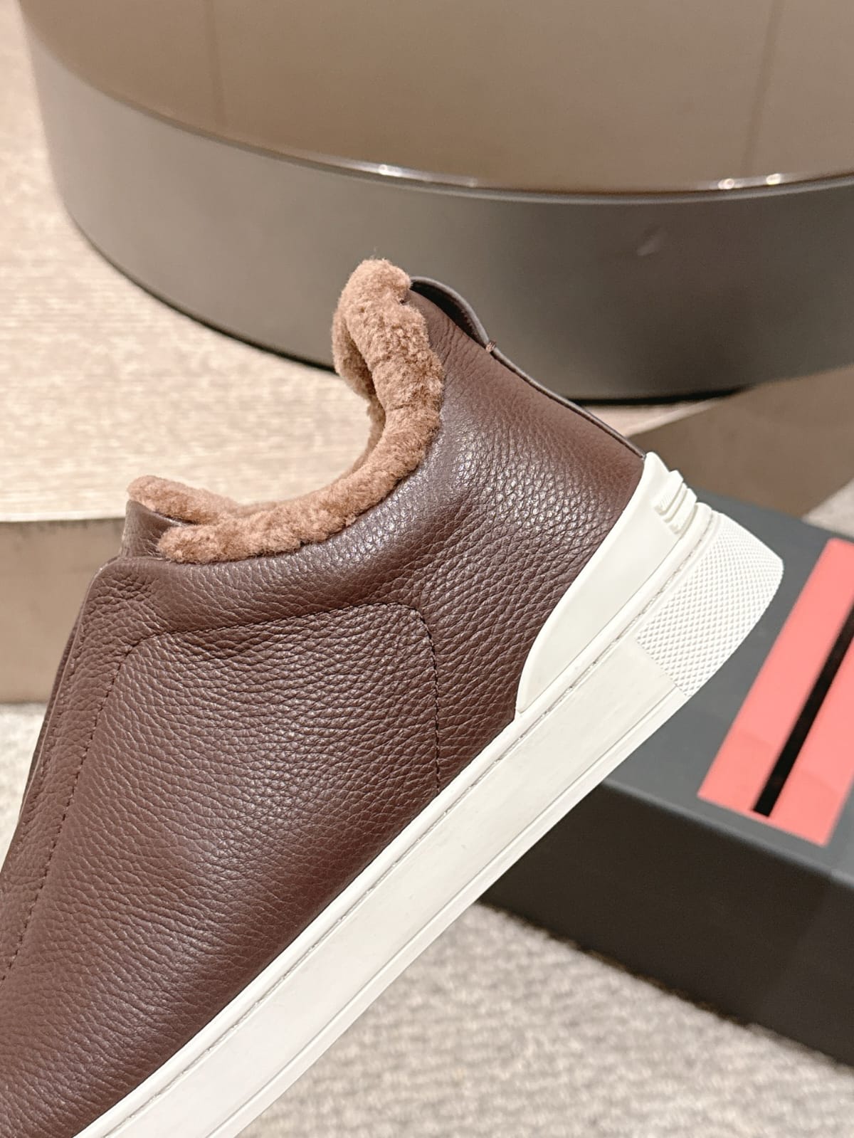 Zegna Brown Deerskin Triple Stitch™ Sneakers for Men