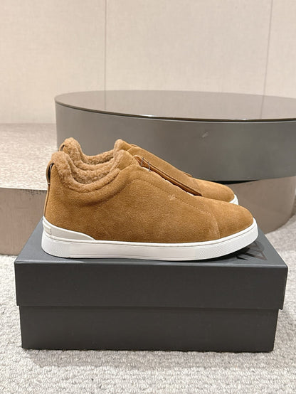 Zegna BEIGE Deerskin Triple Stitch™ Sneakers for Men