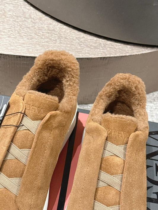 Zegna BEIGE Deerskin Triple Stitch™ Sneakers for Men