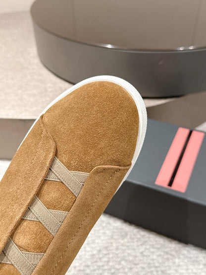 Zegna BEIGE Deerskin Triple Stitch™ Sneakers for Men