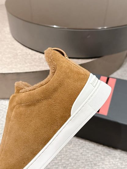 Zegna BEIGE Deerskin Triple Stitch™ Sneakers for Men
