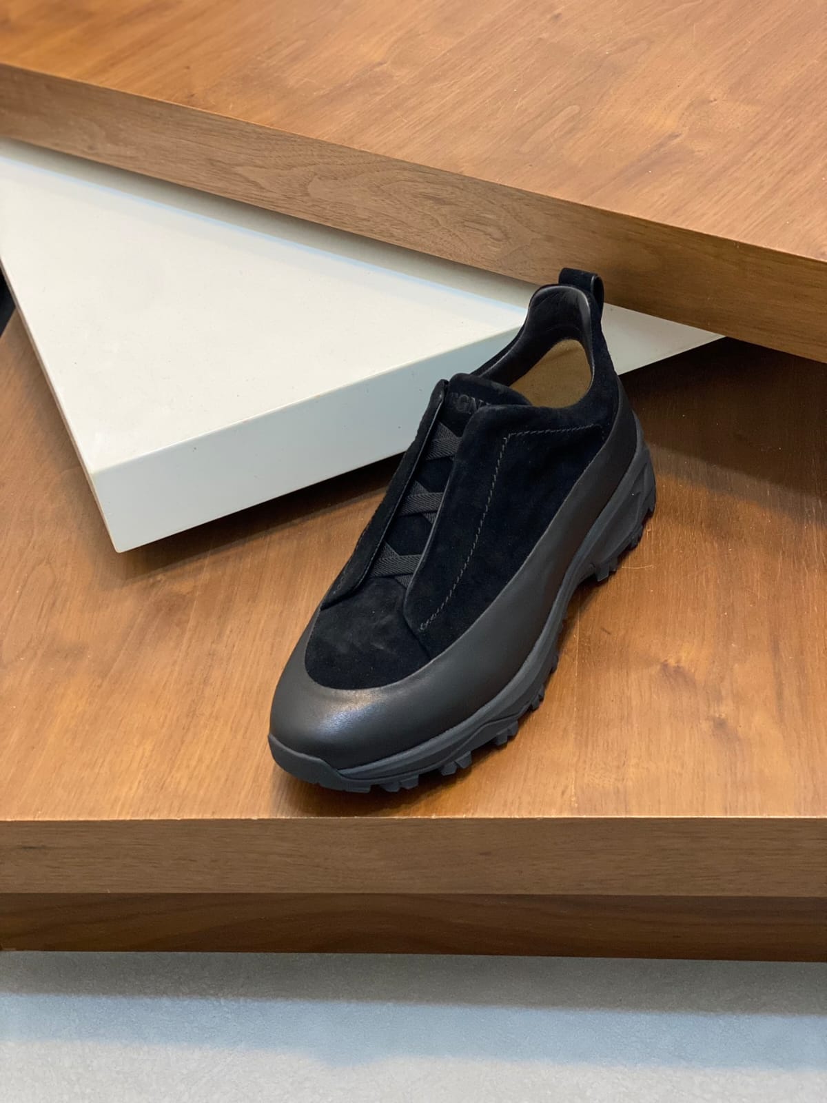 Zegna Black Leather and Suede Triple Stitch™ Monte Sneakers for Men