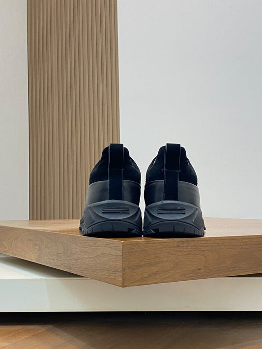Zegna Black Leather and Suede Triple Stitch™ Monte Sneakers for Men