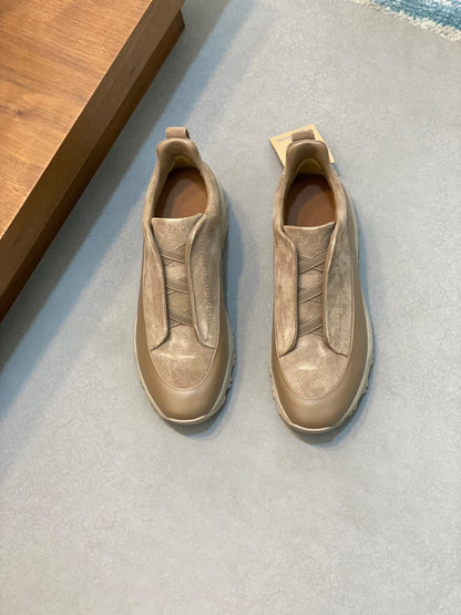 Zegna BEIGE Deerskin Triple Stitch™ Sneakers for Men